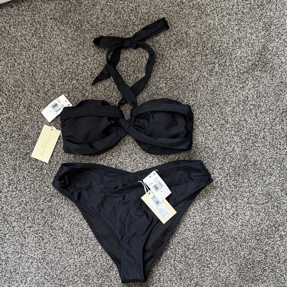 Ramy Brook Black Twist-Front Halter Bikini Set Penelope Bottom Arielle Top - Picture 7 of 11
